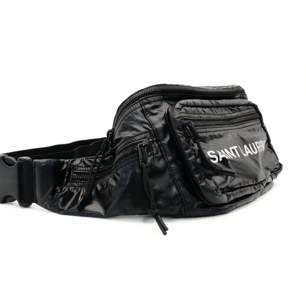 サンローラン SAINT LAURENT ヌックス ナイロン ボディバッグ 黒 ロゴ
