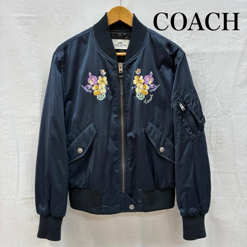 Coach 花柄刺繍 ネイビー ジャケットひむもん メルカリ