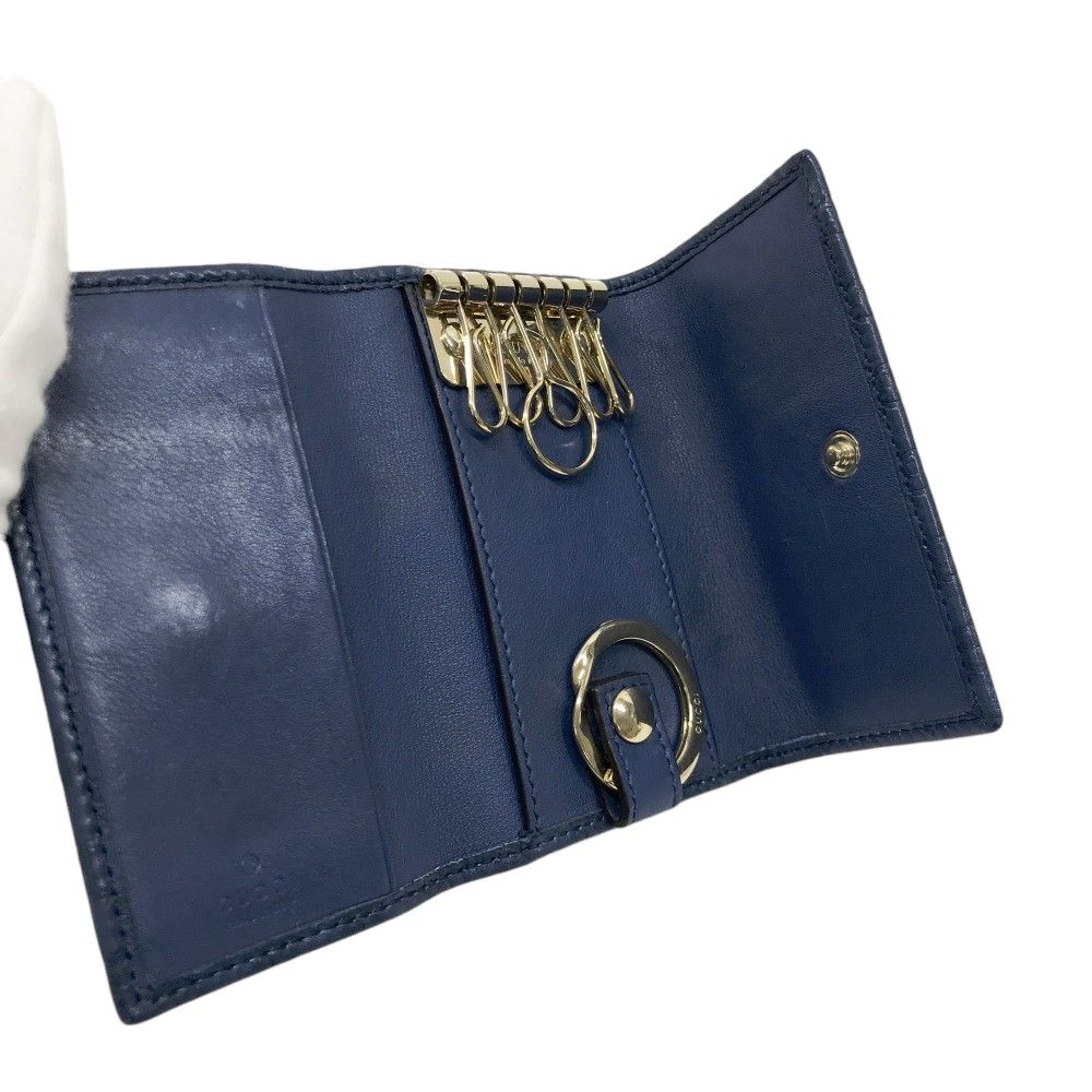 GUCCI グッチ 278633 6連キーケース グッチシマ レザー GG柄 ネイビー GUCCI グッチ 278633 6連キーケース グッチシマ レザー GG柄 ネイビー