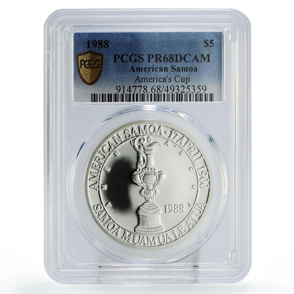 サモア 5ドル アメリカカップ ヨット 帆船 PR68 PCGS 銀貨 1988年