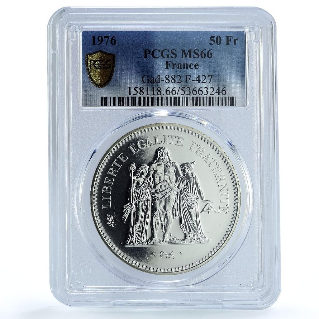 フランス 50フラン ヘラクレス Gad-882 F-427 KM-941 MS 66 PCGS 銀貨