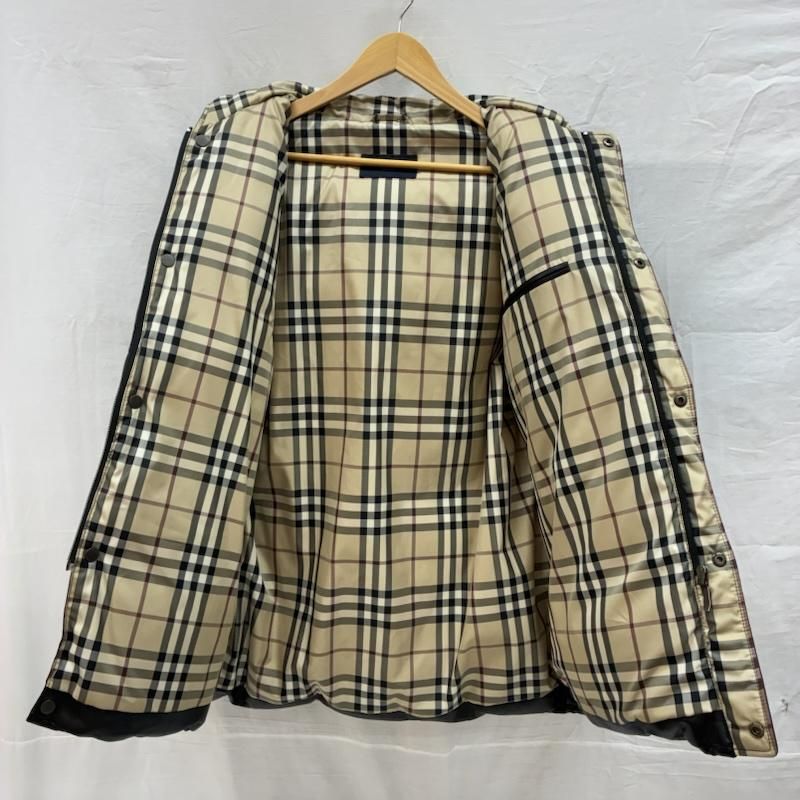 バーバリーロンドン ノバチェック レザー 羊革 フーデッド ダウン