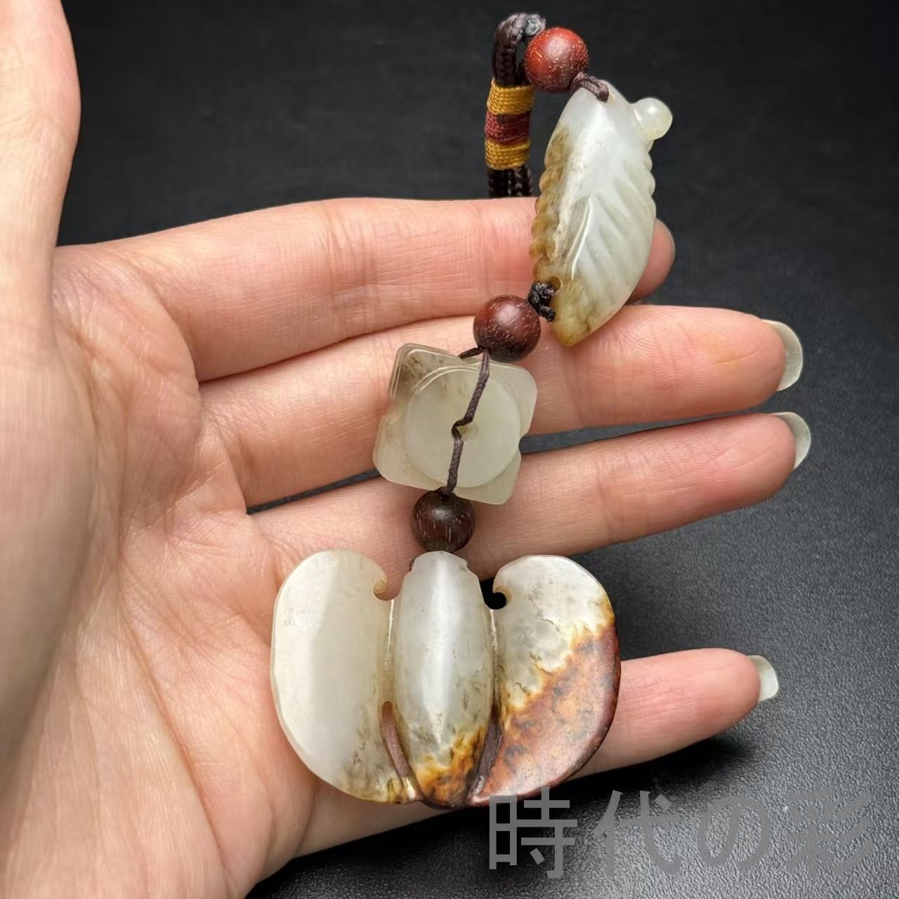 和田古玉 組玉佩 玉蝉 玉琮 蝙蝠 彫刻』中国古美術 唐物 天然石 裝身具