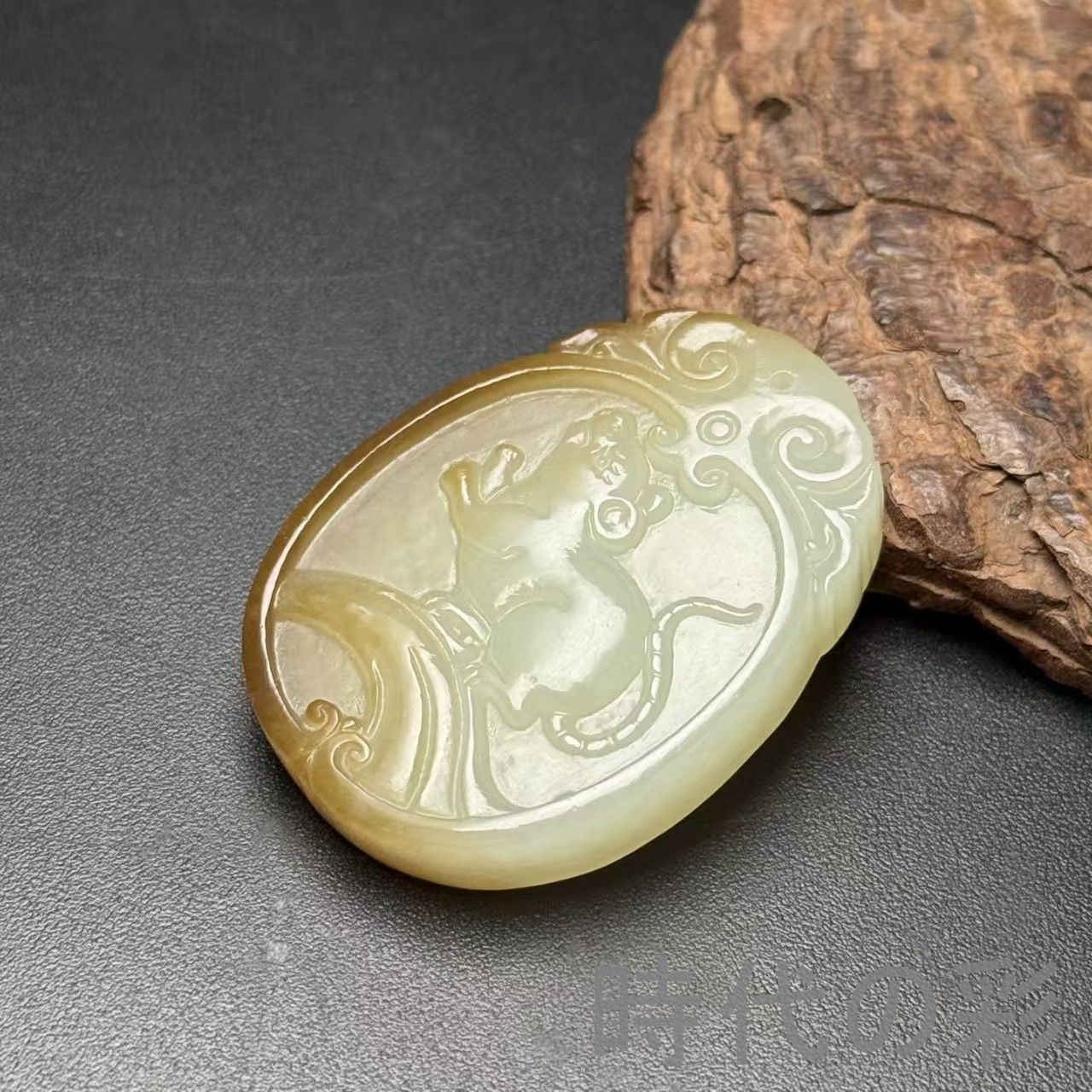 和田古玉 生肖 鼠 玉佩 彫刻 玉器』中国古美術 唐物 天然石 裝身具