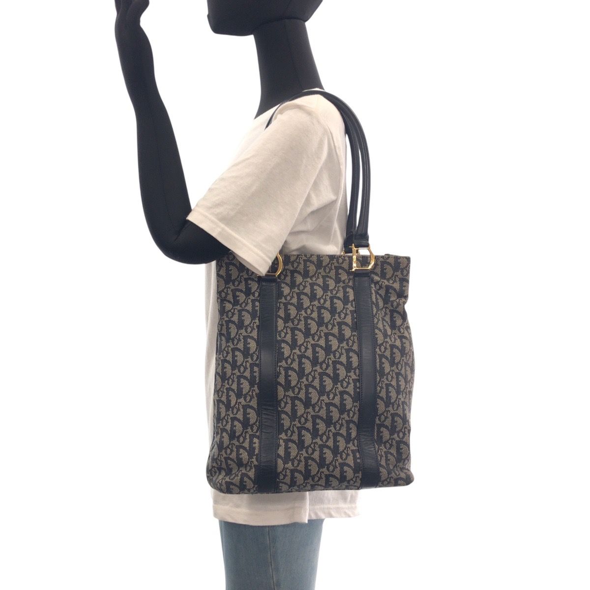 Dior ディオール トロッター ネイビー ゴールド金具 キャンバス/レザー 