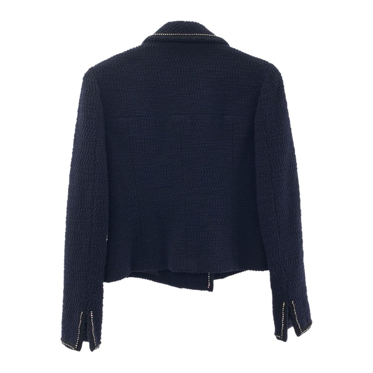 美品 シャネル ツイード ココマーク ラインストーン サイズ36 ネイビー