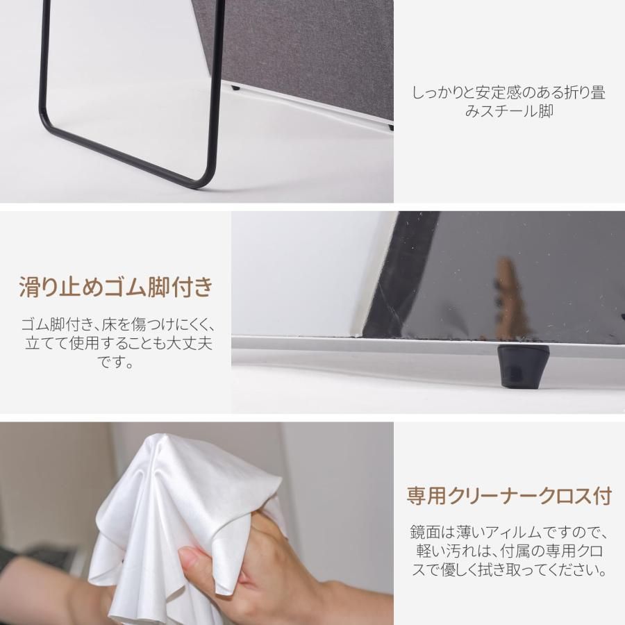 割れない鏡 スタンドミラー 全身鏡 姿見鏡 壁掛け 幅45cm ゴールド2823
