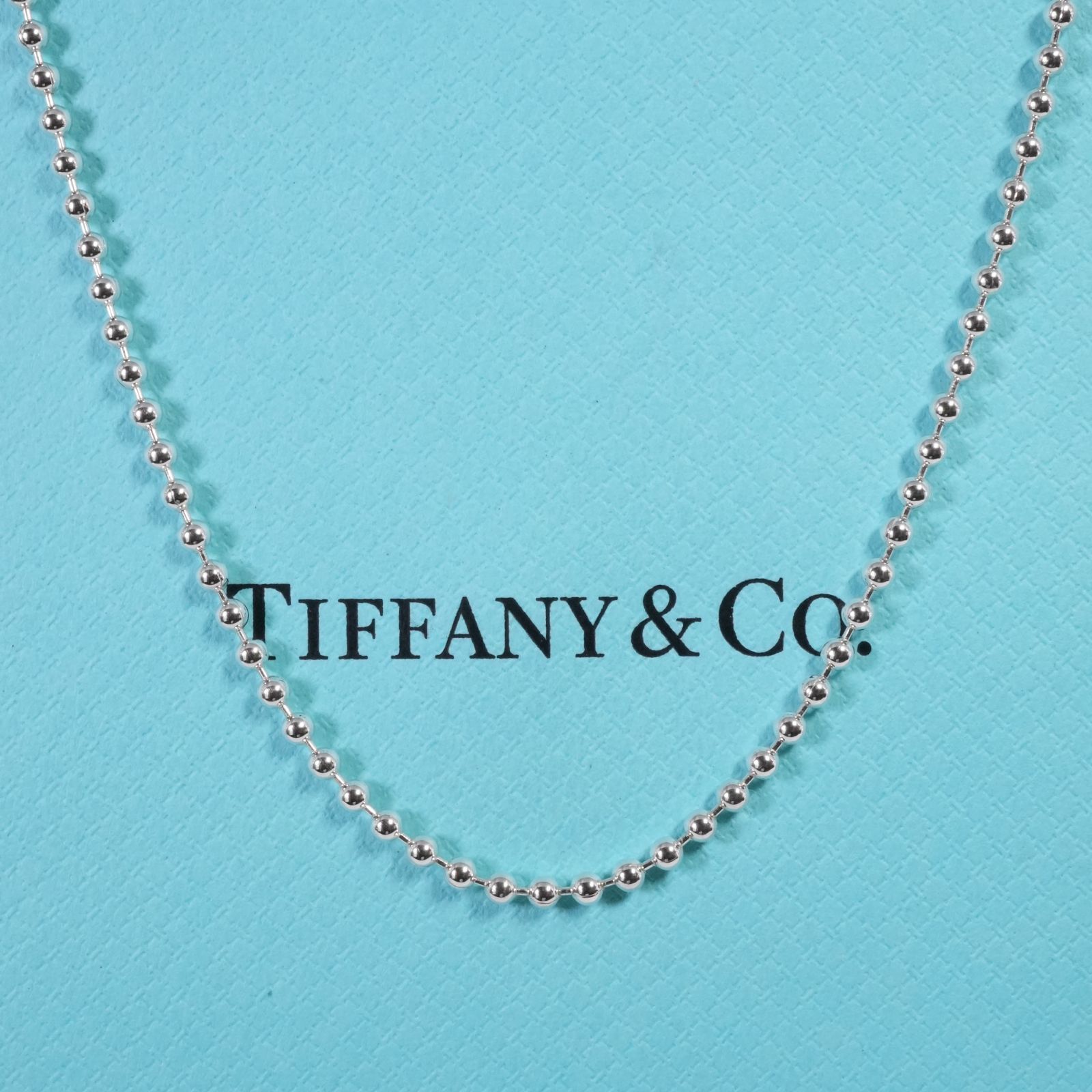 極美品80cmティファニーボールチェーンロングシルバーネックレス/25