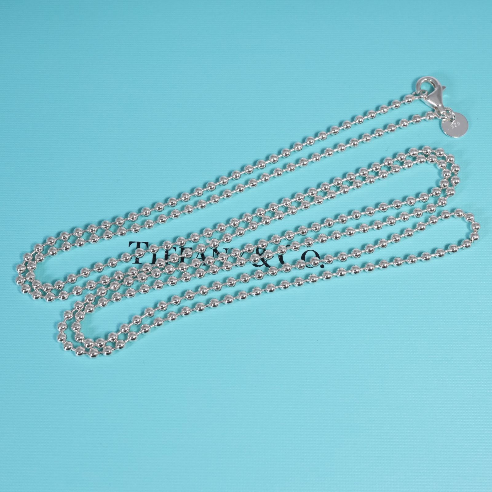 極美品80cmティファニーボールチェーンロングシルバーネックレス/25