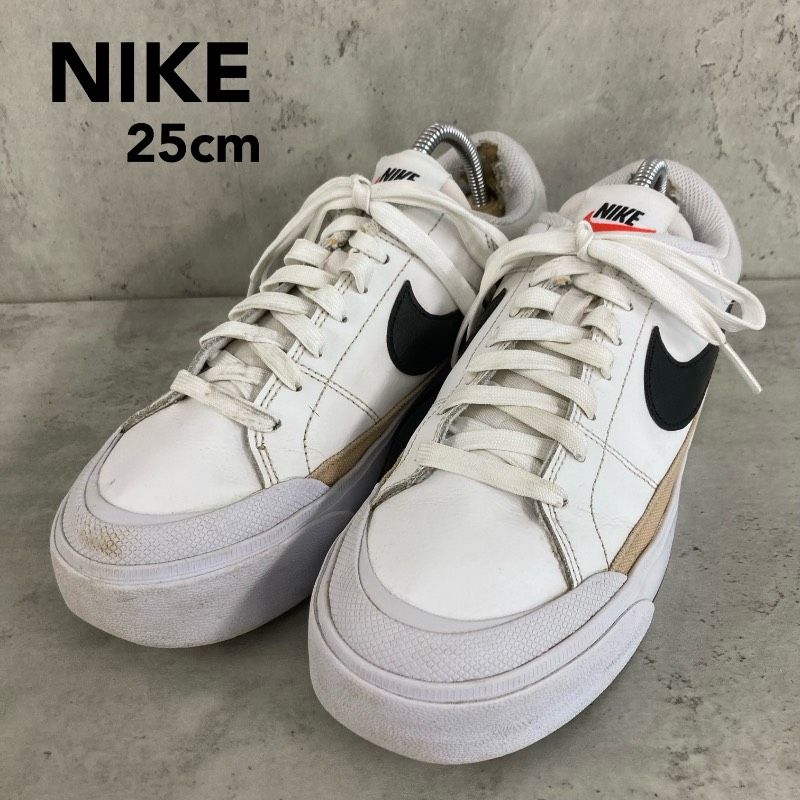 NIKE ナイキ コート レガシー リフト 厚底 スニーカー 25cm 白 黒 