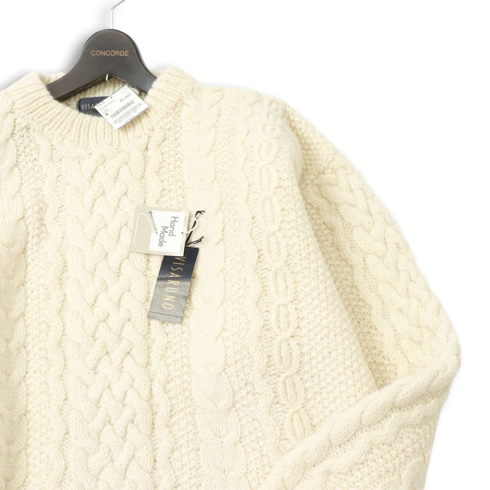 新品 未使用】 VISARUNO ビサルノ 秋冬 ウール100％☆ ケーブル編み 