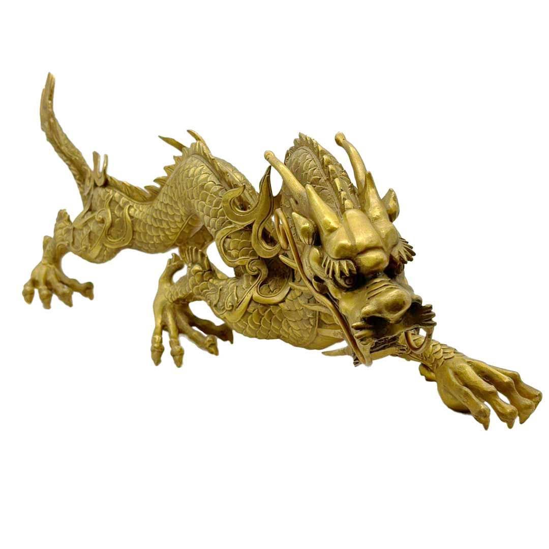 風水 特大 威嚇 龍 置物 五本爪 ゴールド ドラゴン 真鍮 ブロンズ