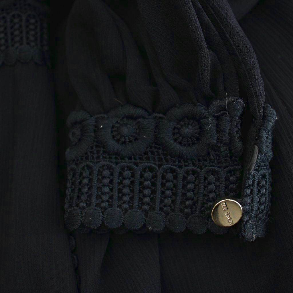 テッドベーカー TED BAKER 刺繍シアーワンピース 0 紺 ネイビー /CX