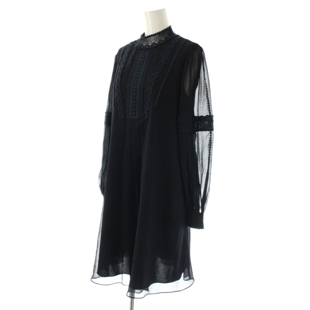 ワンピース TED BAKER 0 テッドベーカー TED BAKER 刺繍シアーワンピース 0 紺 ネイビー /CX