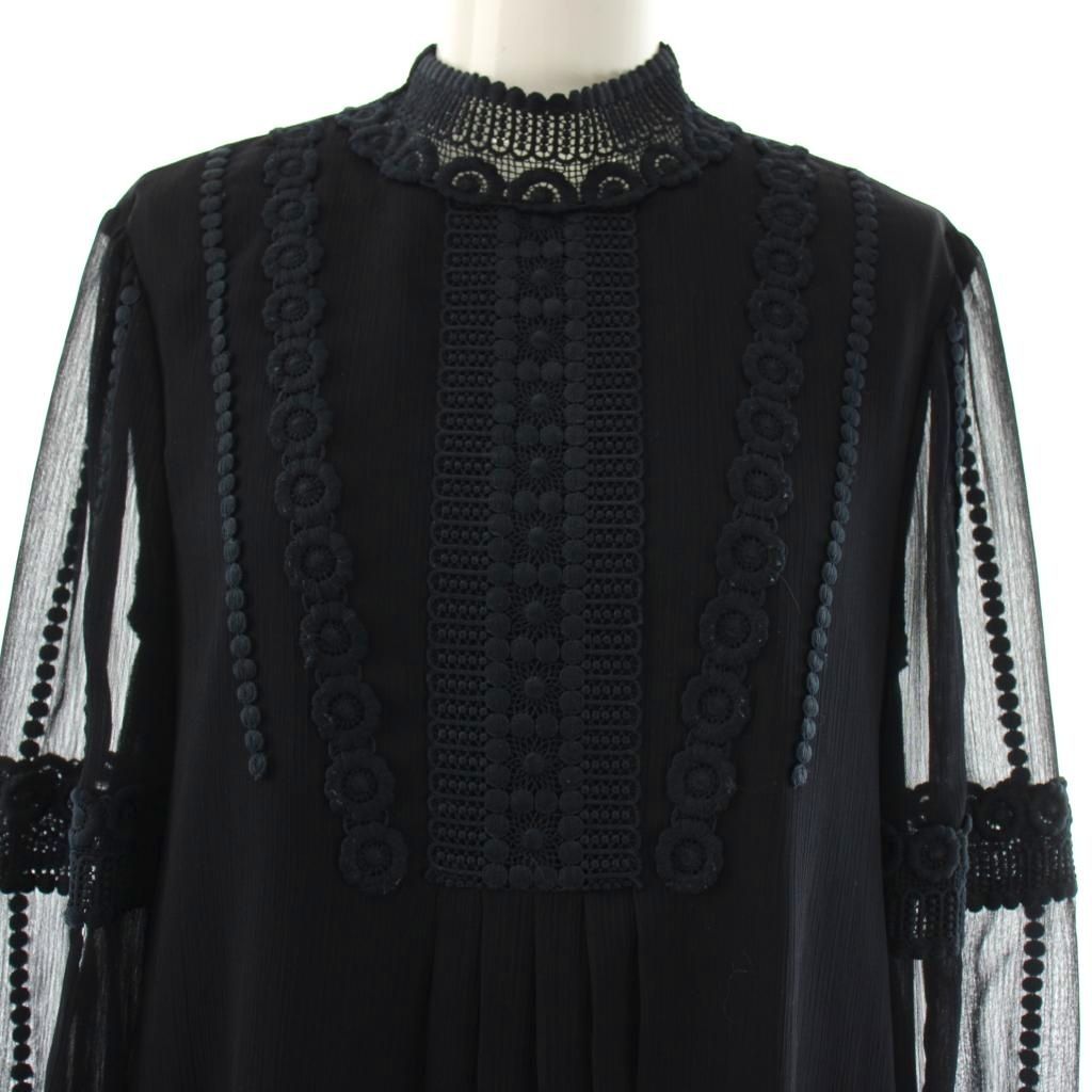 テッドベーカー TED BAKER 刺繍シアーワンピース 0 紺 ネイビー /CX