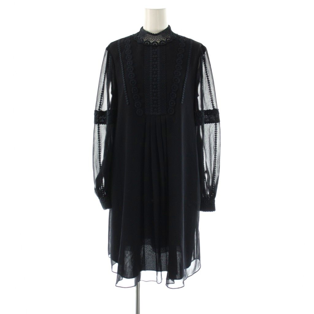 ワンピース TED BAKER 0 テッドベーカー TED BAKER 刺繍シアーワンピース 0 紺 ネイビー /CX