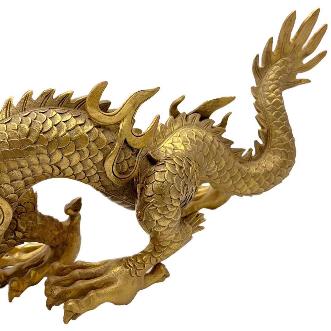 風水 特大 威嚇 龍 置物 五本爪 ゴールド ドラゴン 真鍮 ブロンズ