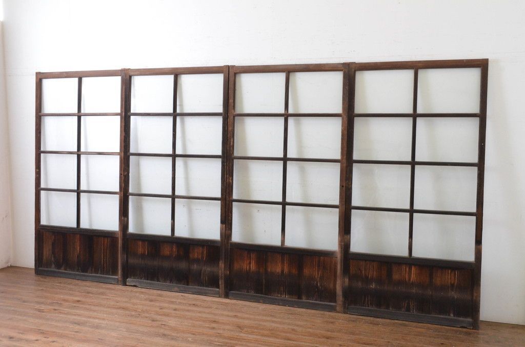 現状販売 ガラス戸 セット アンティーク建具 昭和初期4～7営業日前後で発送 修理加工希望の方3ヶ月程で発送 R 065502
