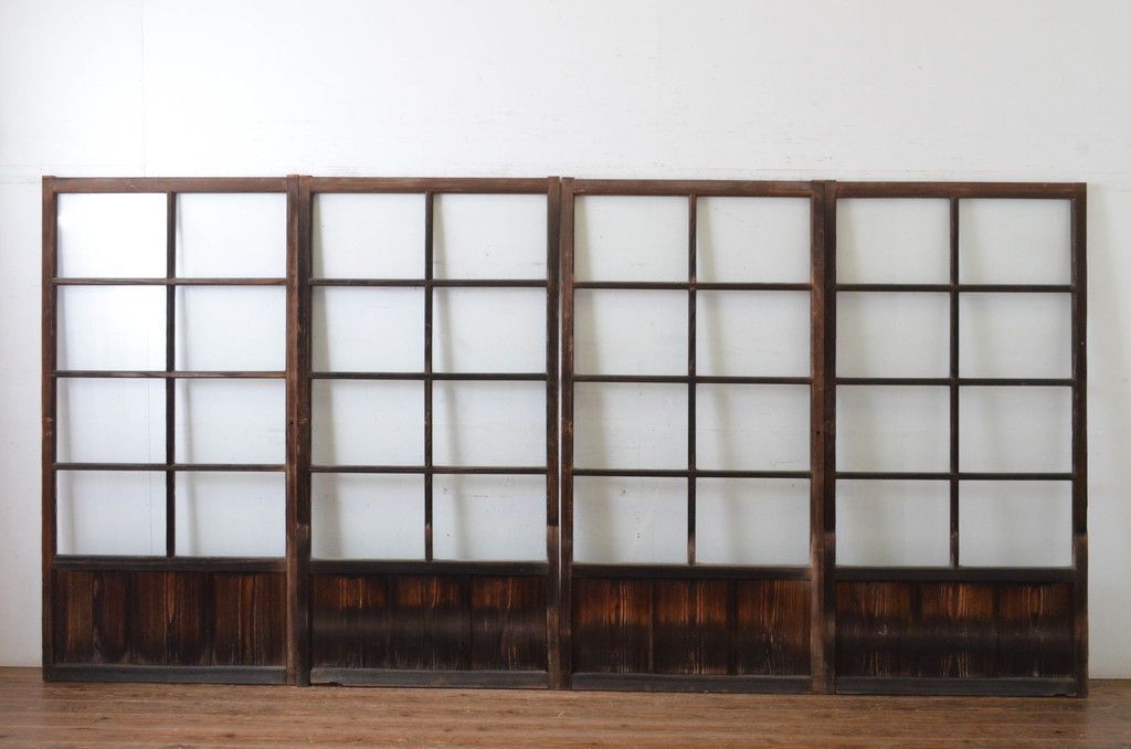 現状販売 ガラス戸 セット アンティーク建具 昭和初期4～7営業日前後で発送 修理加工希望の方3ヶ月程で発送 R-065502