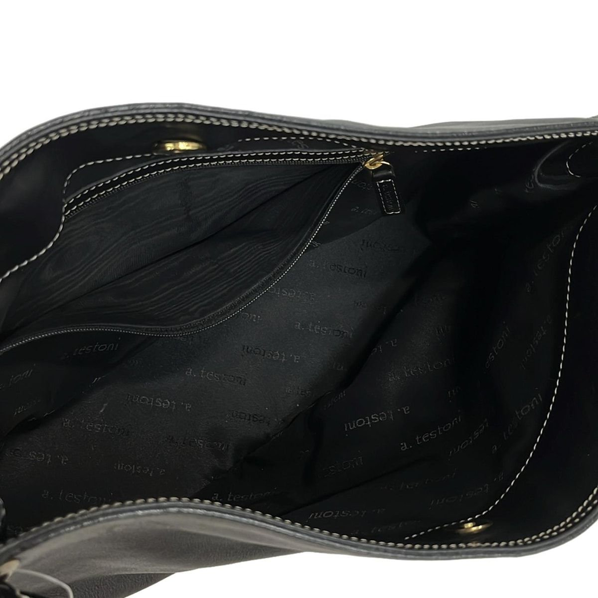 a.testoni(ア・テストーニ) ショルダーバッグ - 黒 レザー - メルカリ