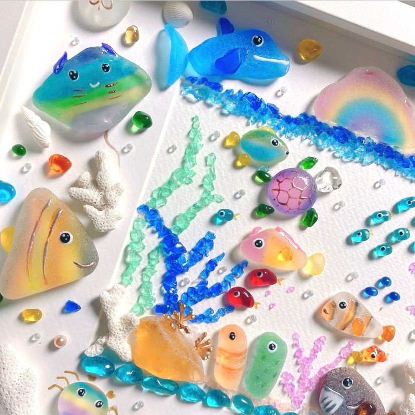 Sea paradise❣️海シーグラスアート❣️大きいサイズ 水族館 熱帯魚