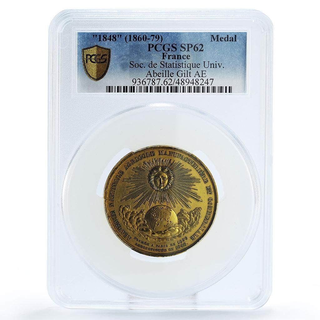 フランス統計協会 統計大学 金メッキ SP62 PCGS ブロンズメダル ND