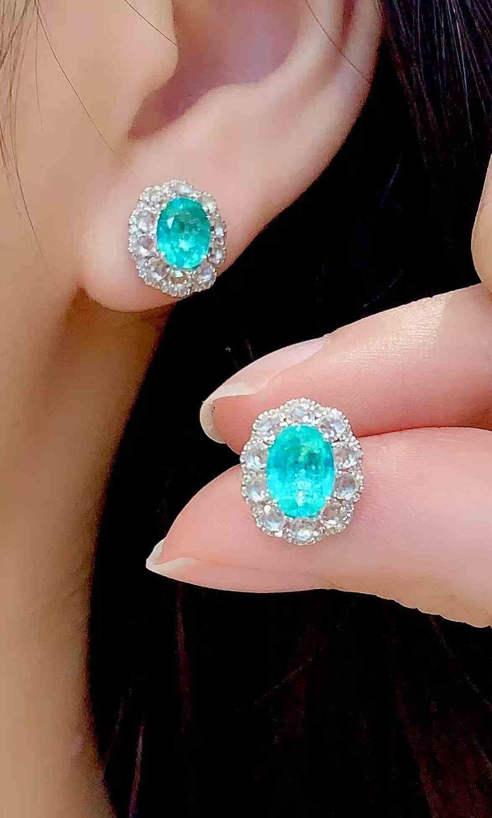 約1.6ct ネオンブルーグリーン パライバトルマリン ピアス】 18K