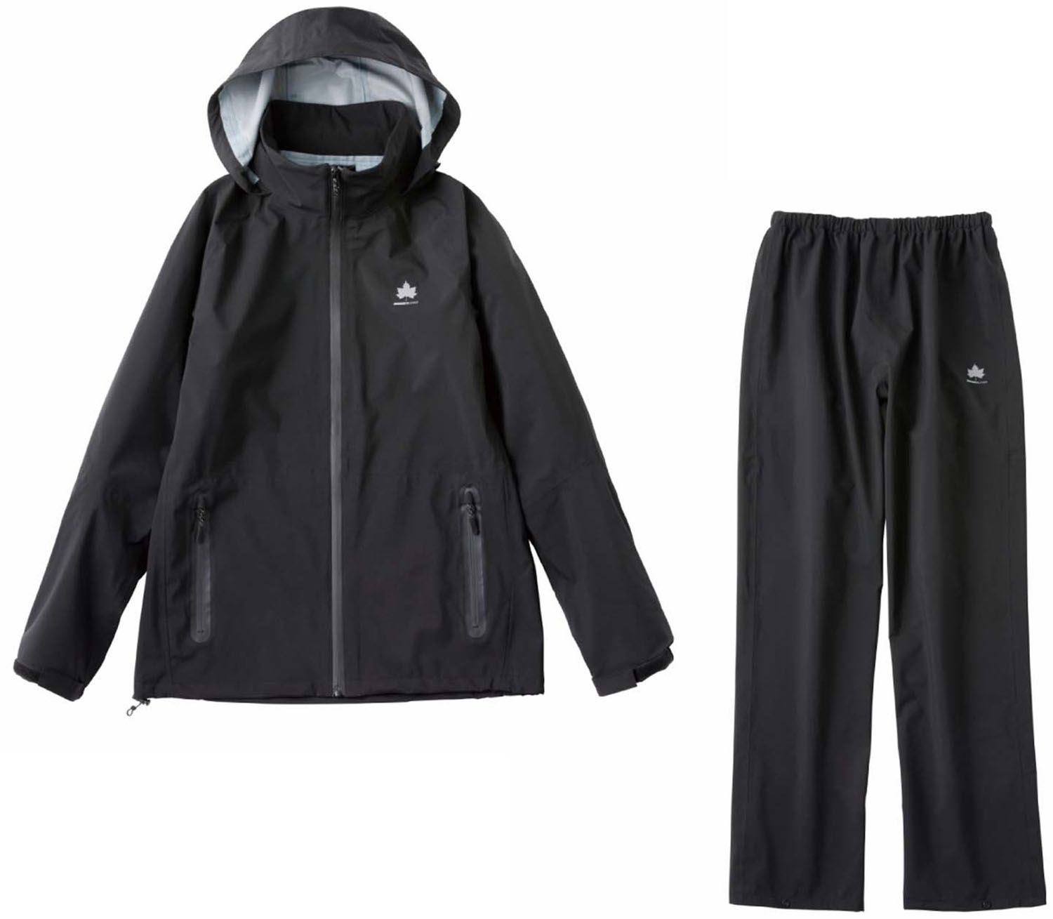 ロゴスバイリプナー LOGOS by LIPNER アウトドア 3レイヤーレインスーツ ブラック 上下セット レインコート フード付 撥水 防水 止水ファスナー ストレッチ メンズ レディース -