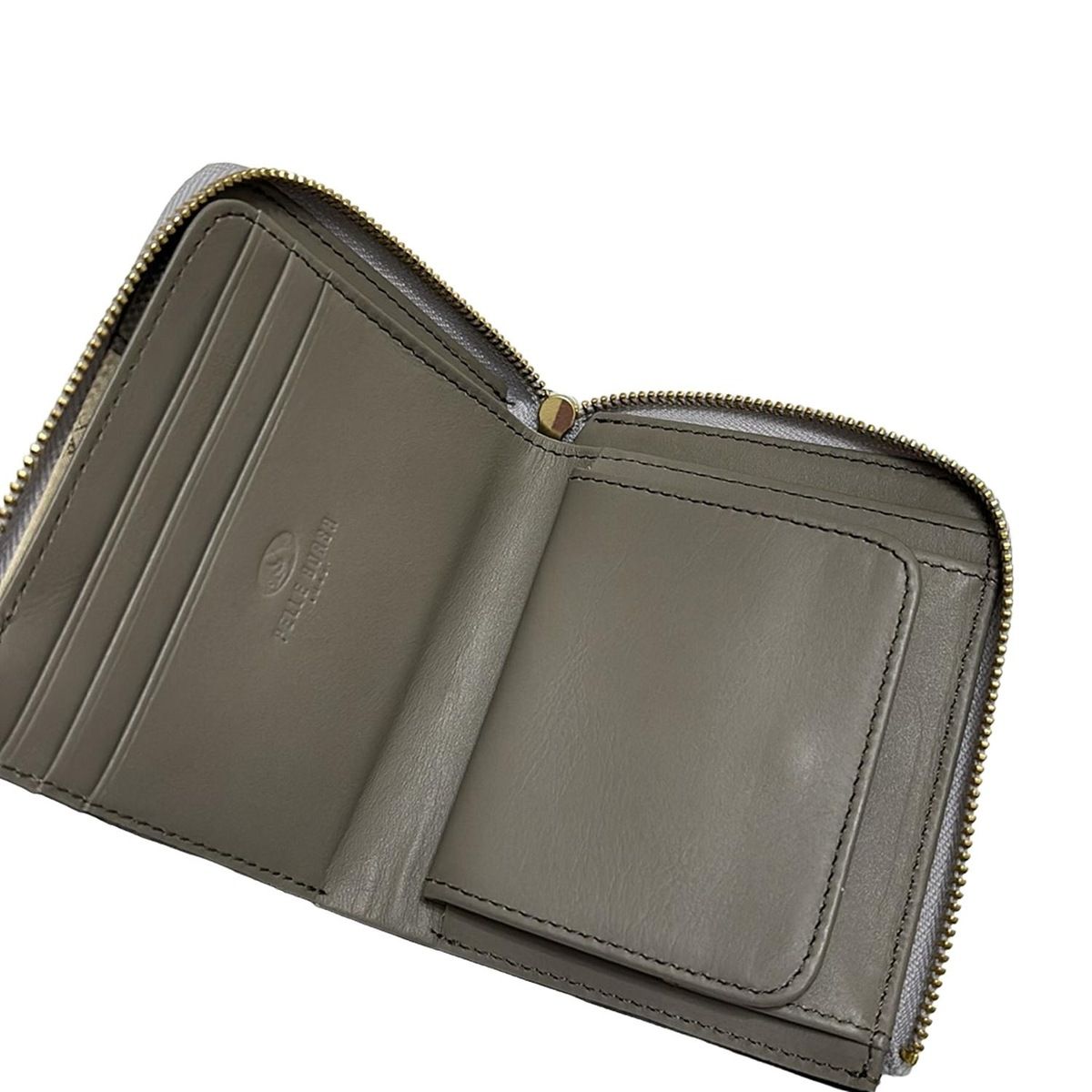 PELLE BORSA(ペレボルサ) 2つ折り財布 - ライトグレー L字ファスナー