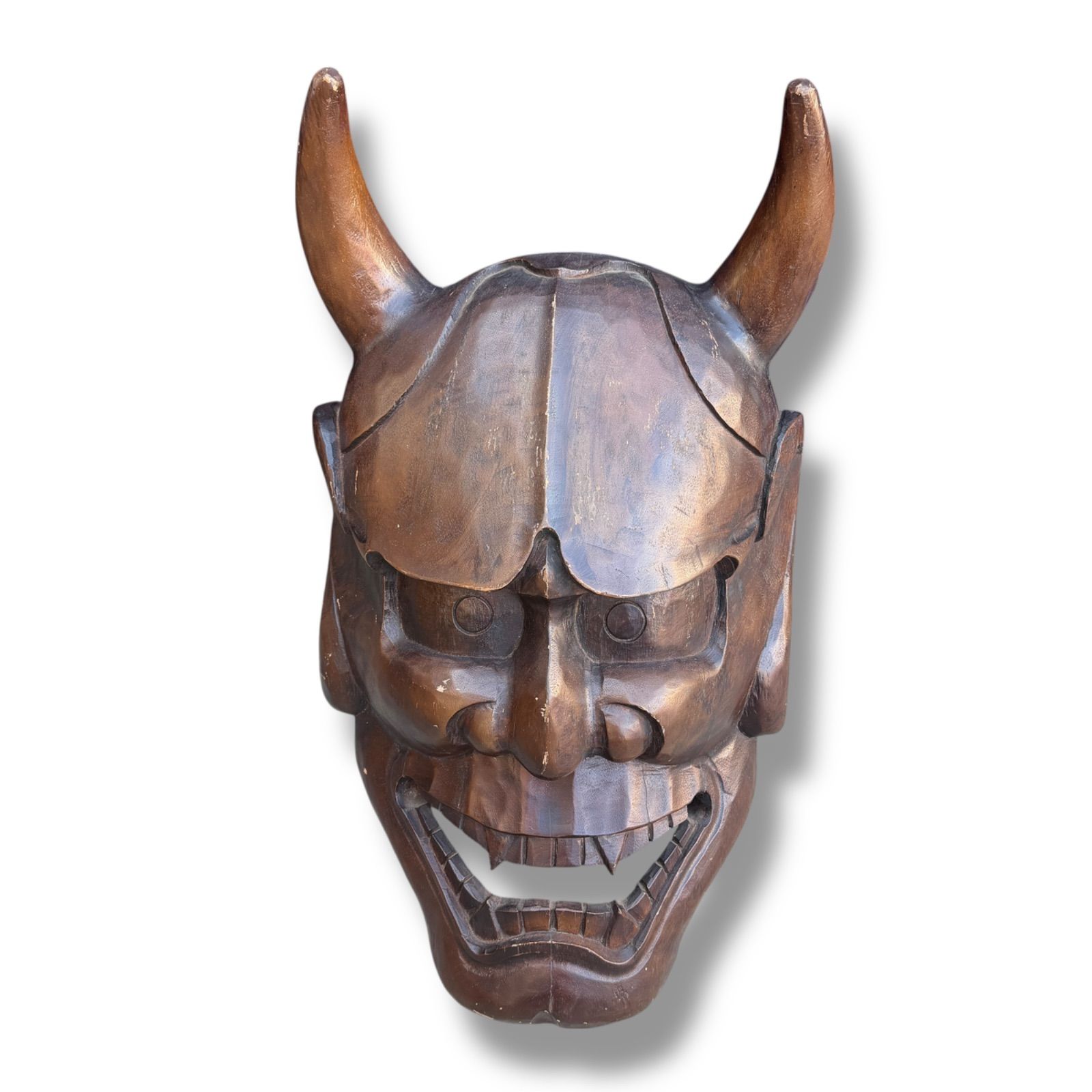 古民家から譲り受け】特大 般若 木彫り 時代物 魔除け 縁起物 /サイズ