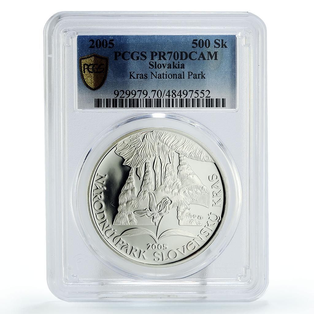 スロバキア 500コルン 国立公園 クラース 花 フローラ PR70 PCGS 銀貨