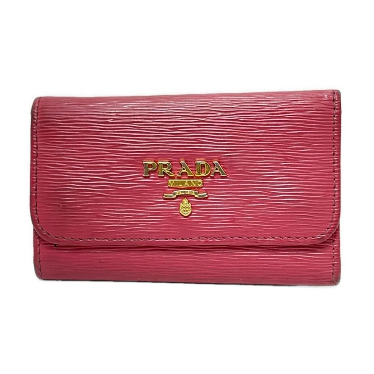美品 PRADA プラダ ピンク レザー キーケース 4連 リング付 即出荷
