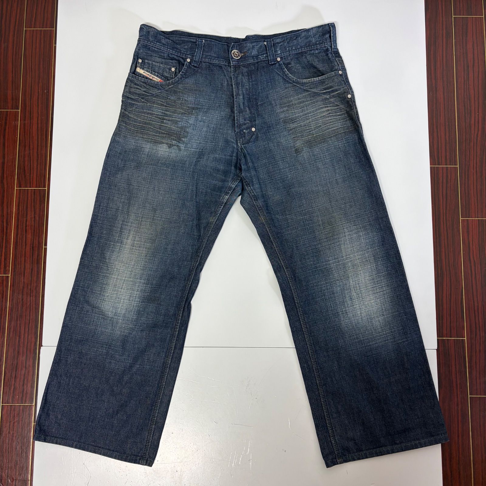 DIESEL ディーゼル MACROWILL デニム パンツ W34 ダメージ加工 ヒゲ 