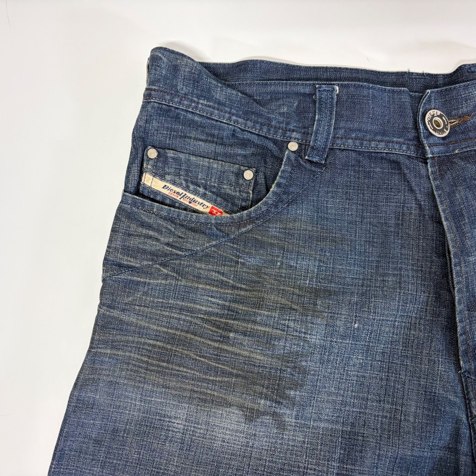 DIESEL ディーゼル MACROWILL デニム パンツ W34 ダメージ加工 ヒゲ 