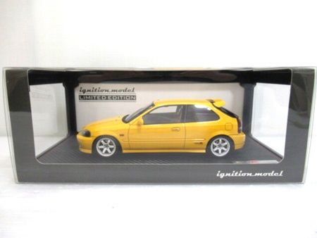 ミニカー 1|18 ホンダ HONDA シビック EK 9 タイプR イエロー 2675 B 16 エンジン レッド 3193 イグニッションモデル