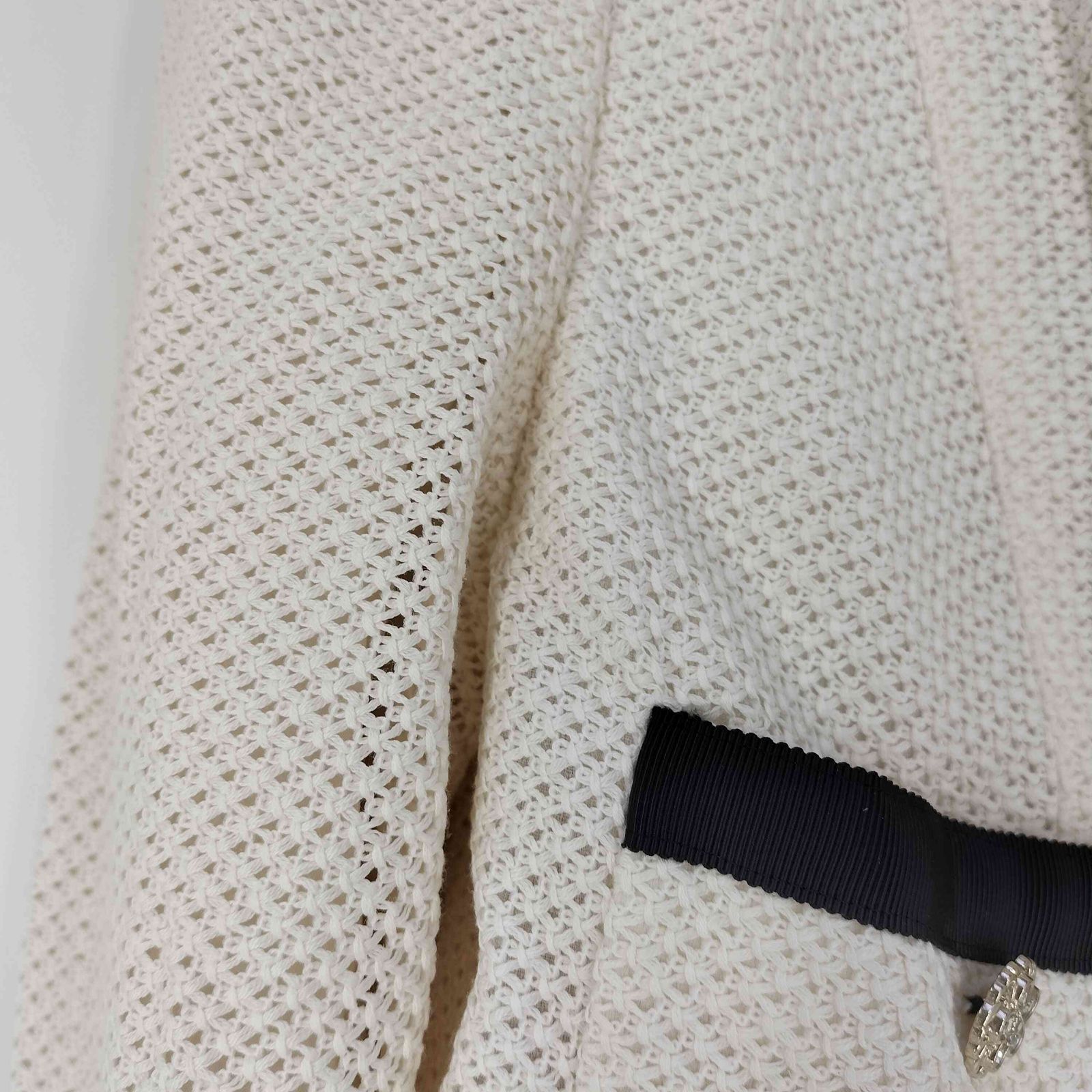 エムズグレイシー Ms GRACY 花ボタン ツートン ノーカラージャケット