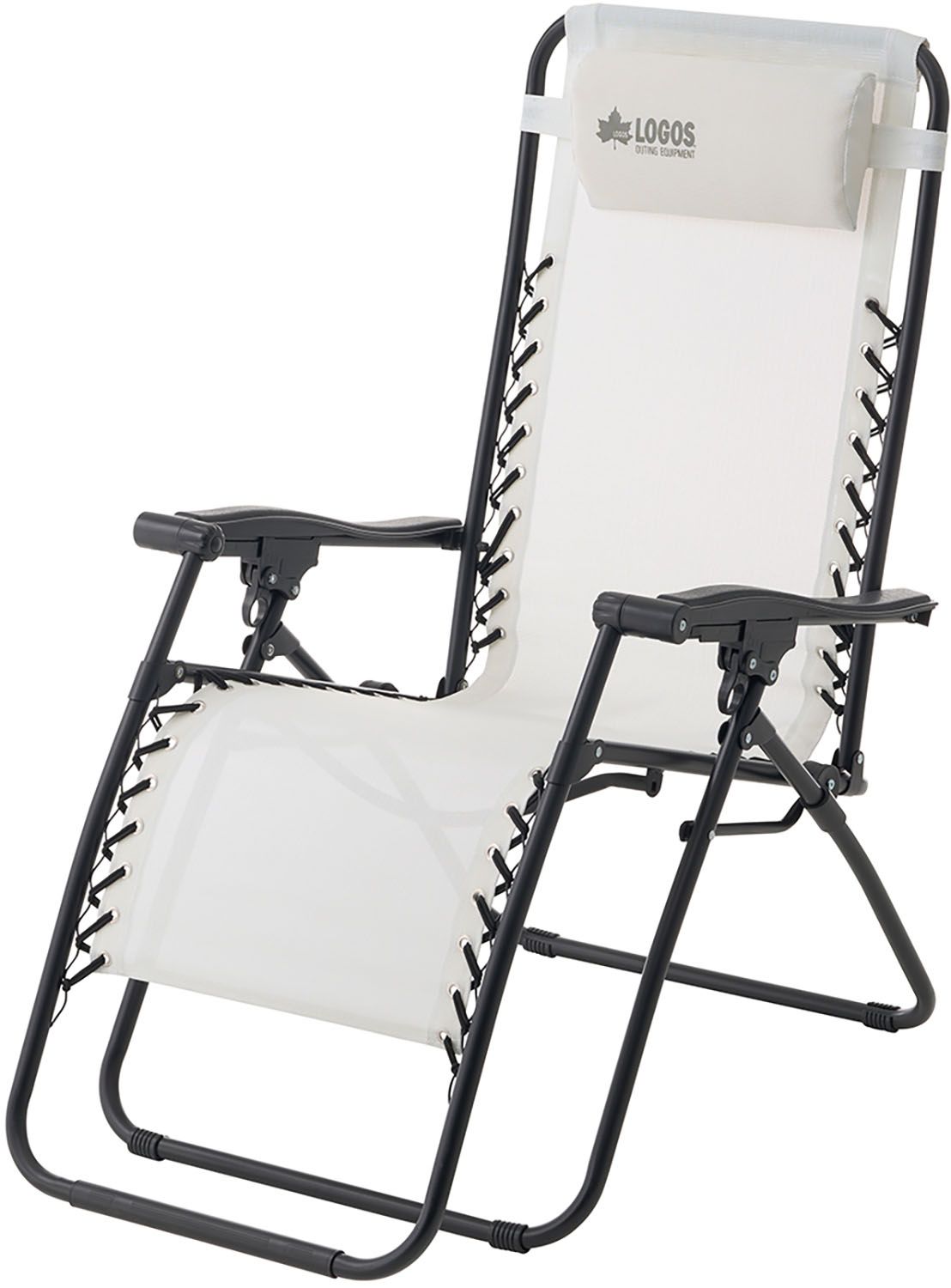 ロゴス LOGOS アウトドア スマートテスリンリクライナー 椅子 通気性 耐水性 耐候性 メッシュ サイドテーブル付き 収納袋 高機能 持ち運び 移動 キャンプ バーベキュー ベランダ 屋外 ホワイト