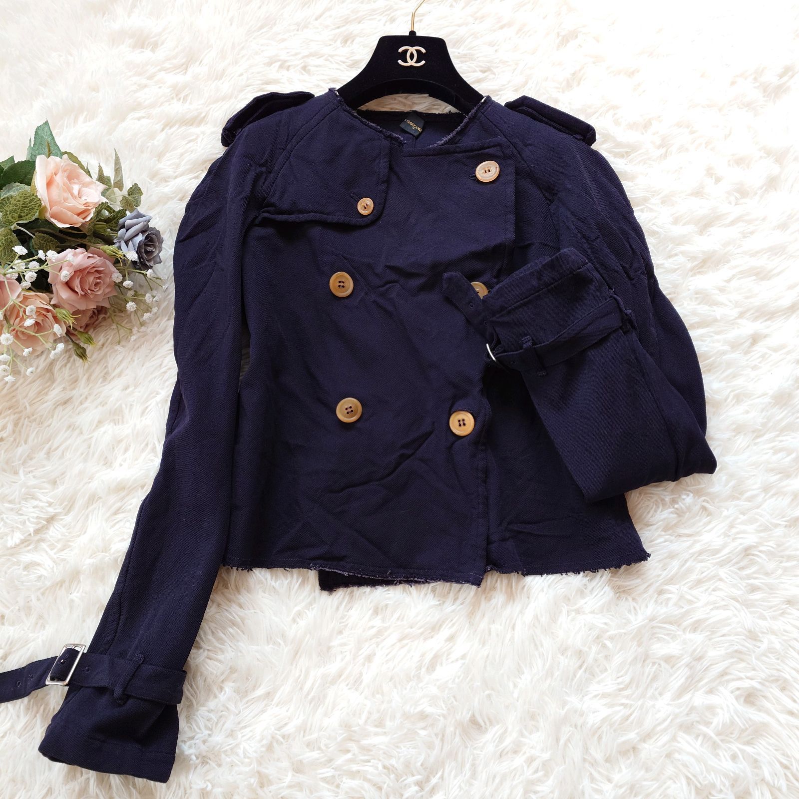 希少 コムデギャルソン COMME des GARCONS 変形 ショート トレンチ