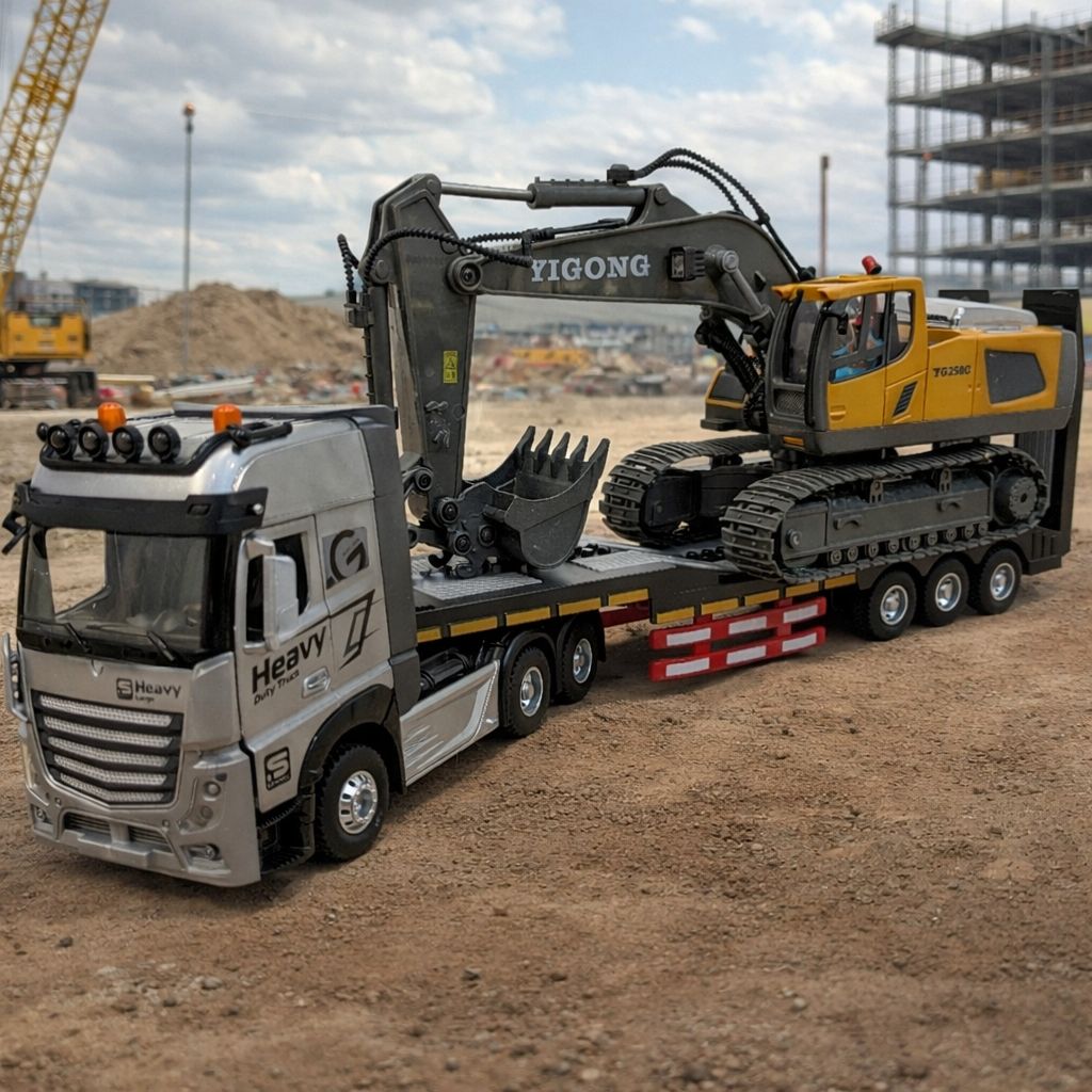 ラジコン 重機運搬トレーラー リアルサウンド＆LEDライト搭載 1/20