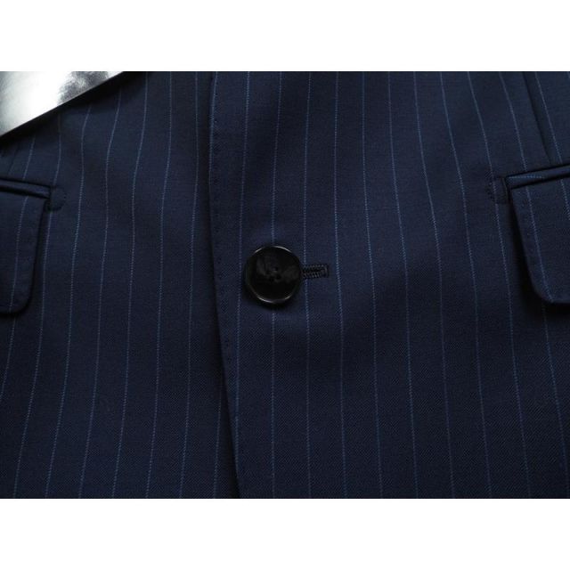 新品 大手百貨店扱い 春秋冬 ウール100% 艶感 ギャバジン ストライプ