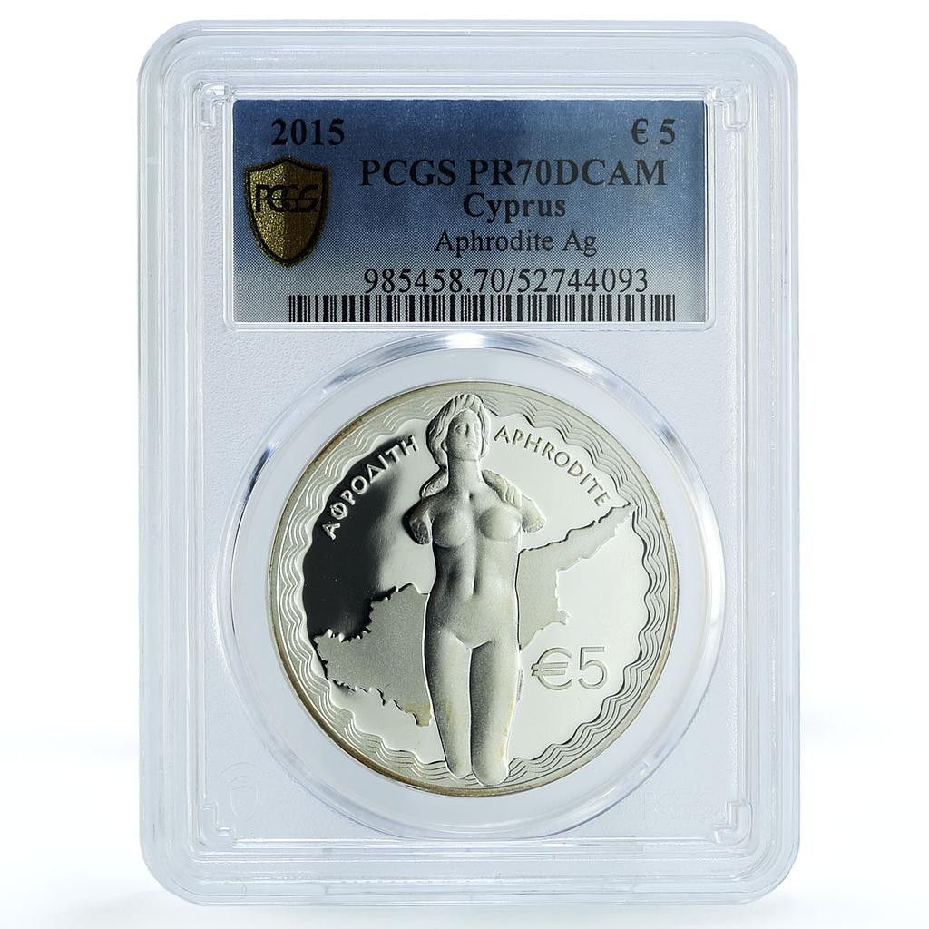 Cypr 5ユーロ アフロディーテ KM-103 彫像神話 PR 70 PCGS 銀貨 2015