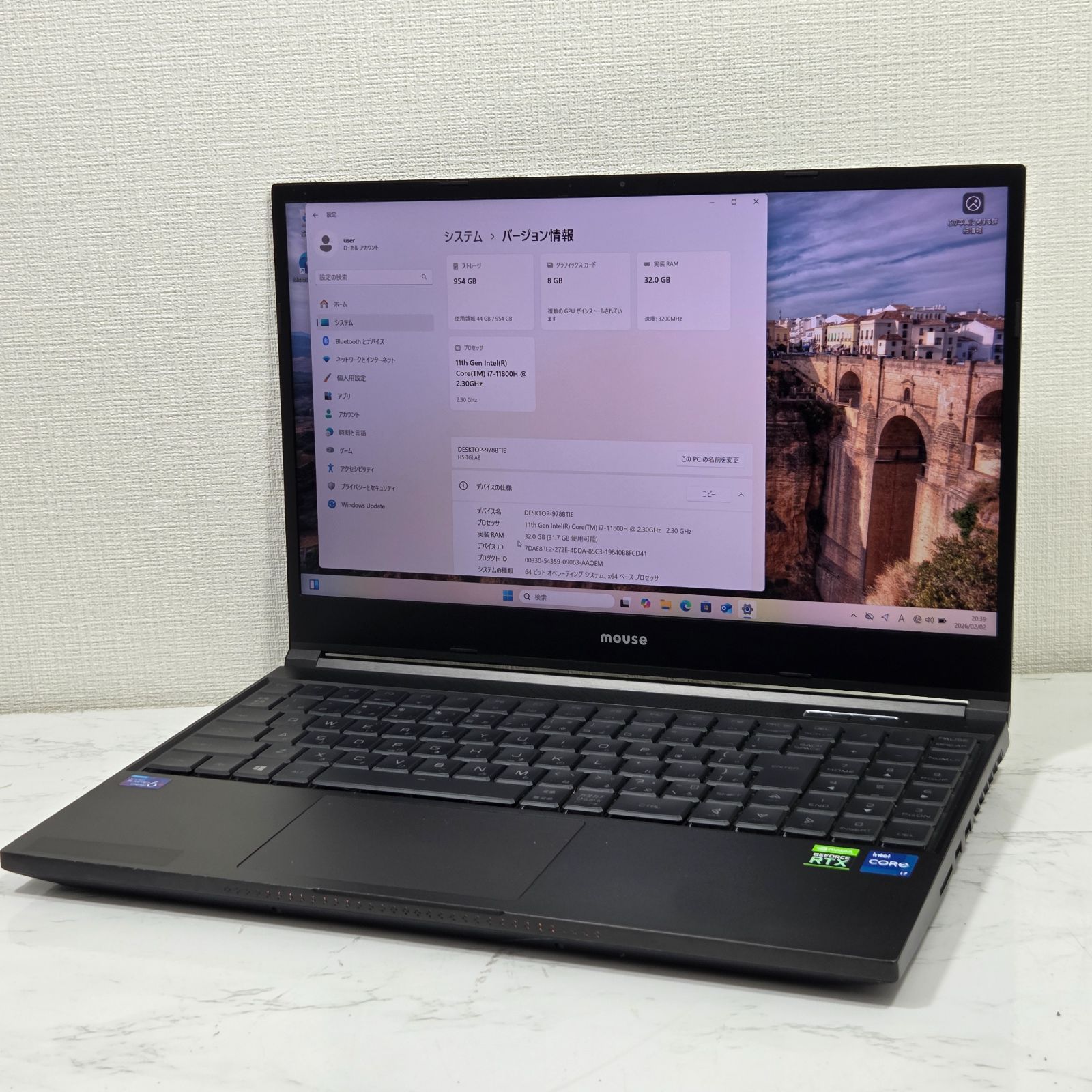 mouse gtune h5 中古品 美品】【1週間保証】mouse G-Tune H5 / Core i7 11800H / 32GB / 1TB