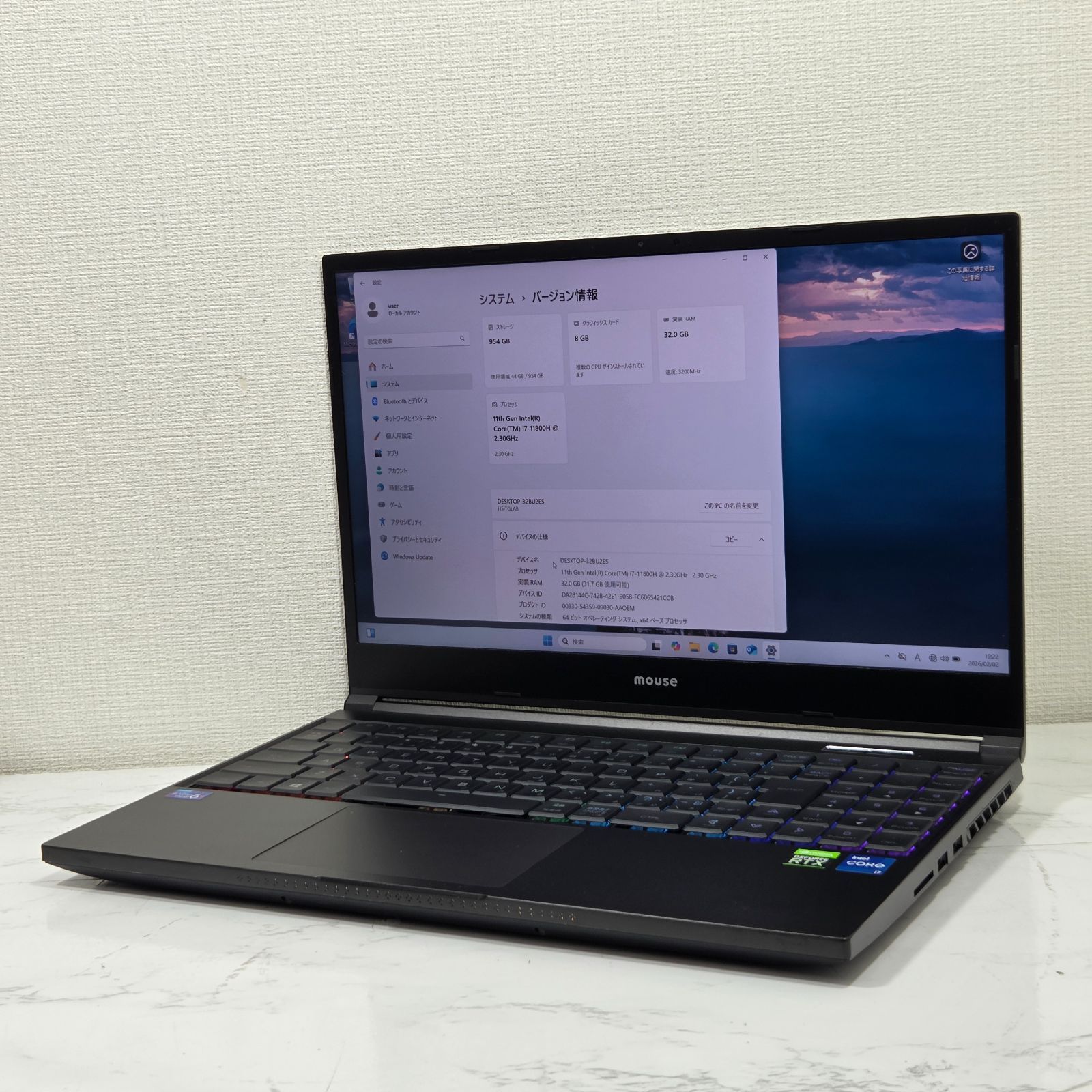美品】【1週間保証】mouse G-Tune H5 / Core i7 11800H / 32GB / 1TB