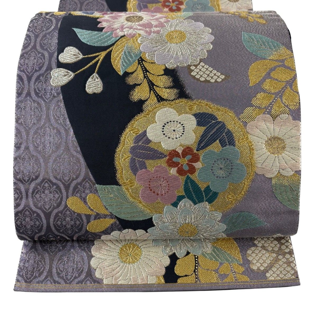 袋帯 秀品 雪輪 草花 金銀糸 箔 薄紫 六通 正絹 【中古】 - メルカリ