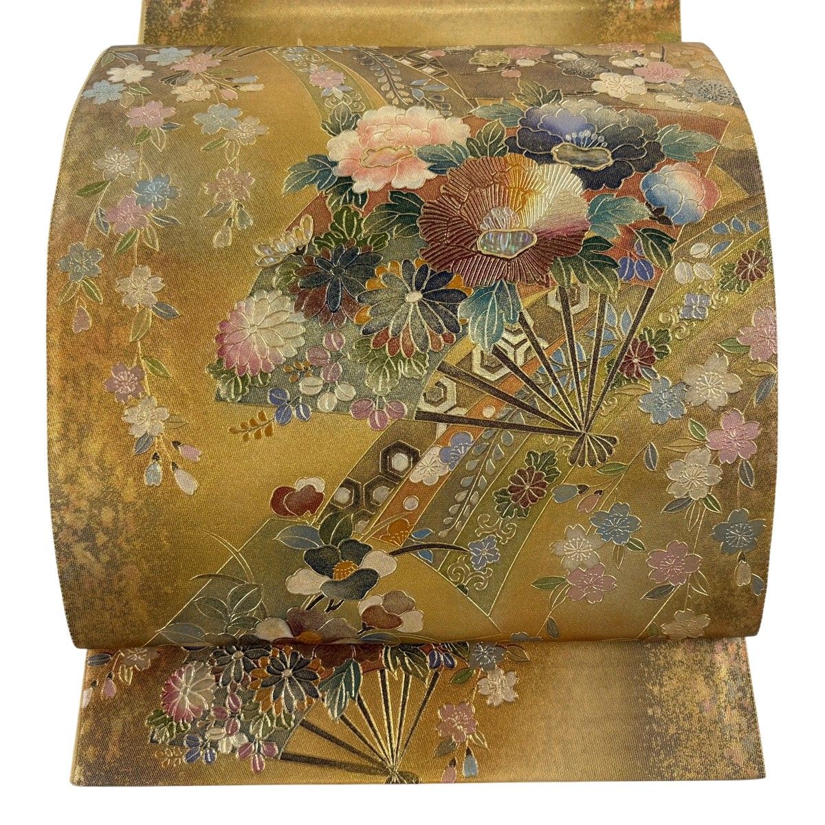 袋帯 秀品 花扇 桜 金彩 螺鈿 金色 お太鼓柄 正絹 【中古】 - メルカリ
