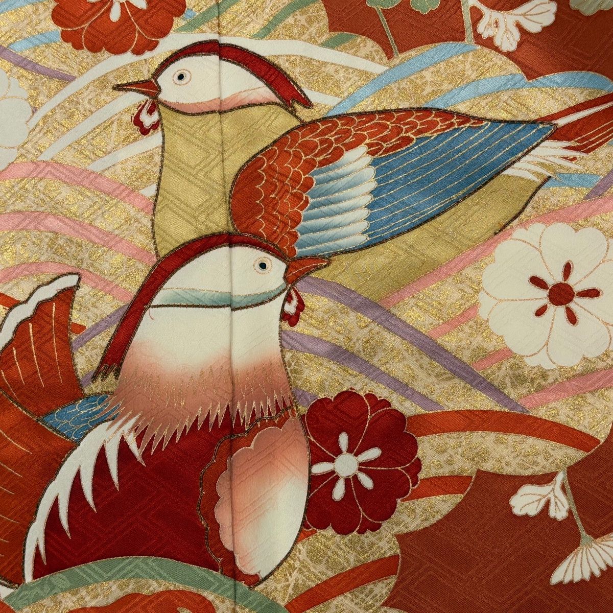 振袖 名品 身丈158.5cm 裄丈65.5cm 【中古】 振袖 身丈158.5cm 裄丈65.5cm M 袷 地紋 赤茶 正絹 名品 一つ紋｜中古