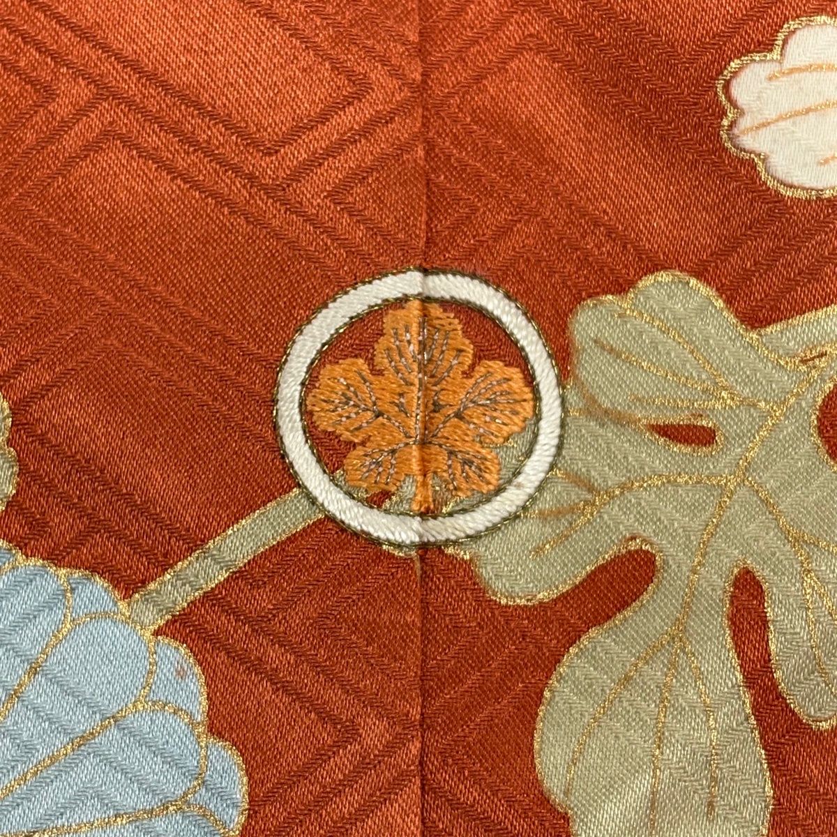 振袖 身丈158.5cm 裄丈62.5cm S 袷 吾妻徳穂 落款 鴛鴦 草花 金糸 金彩