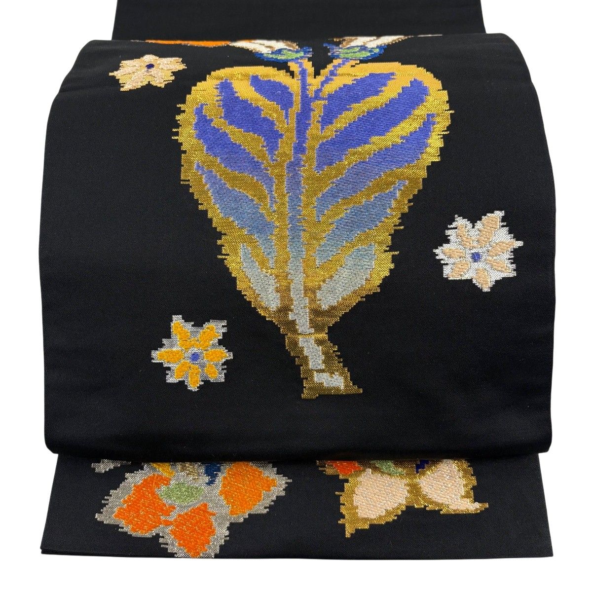 逸品□正絹□黒暈し引き箔□手刺繍瑞雲龍文様名古屋