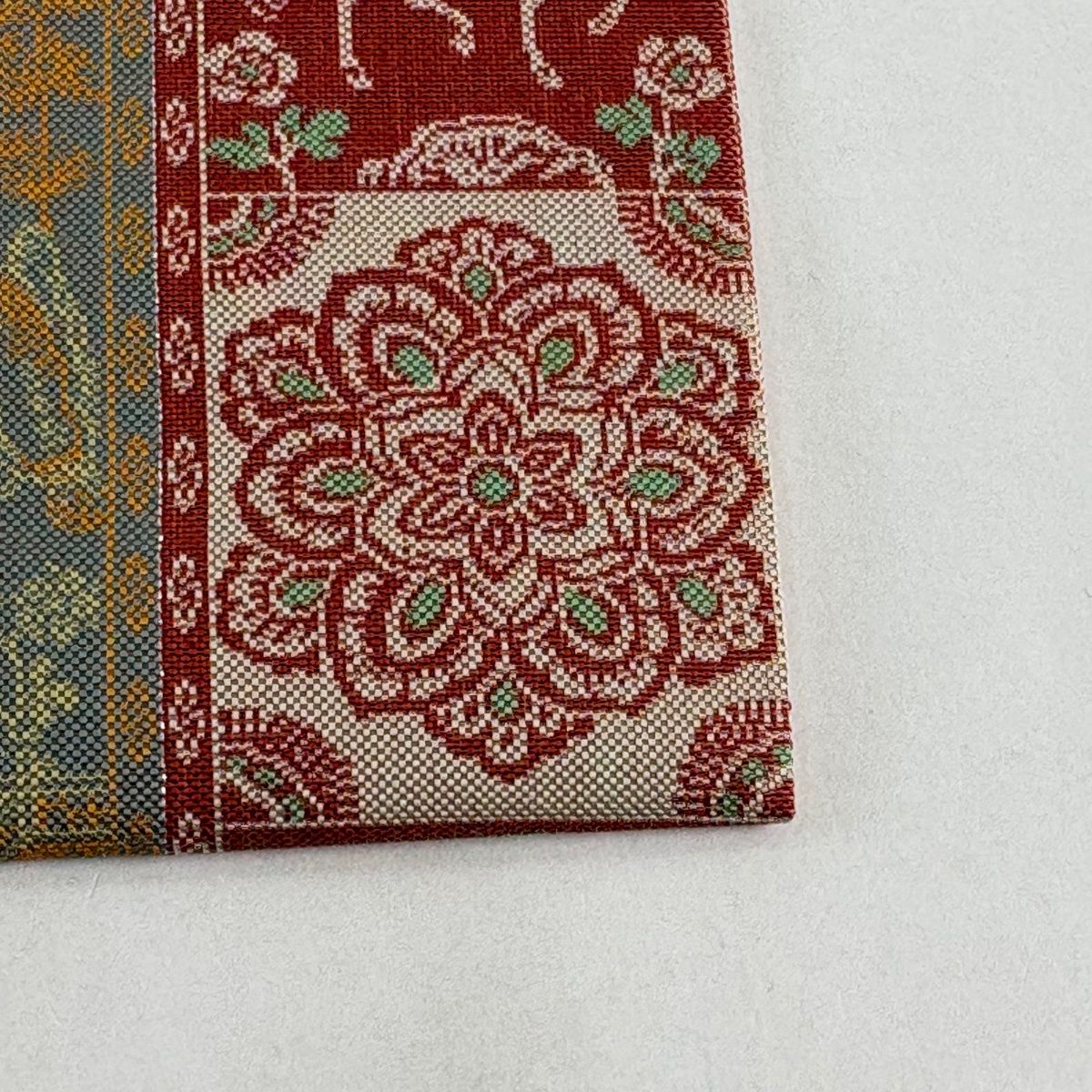 美品】 開き名古屋帯 逸品 龍村美術織物 比翼仕立て 紅牙瑞錦 銀糸