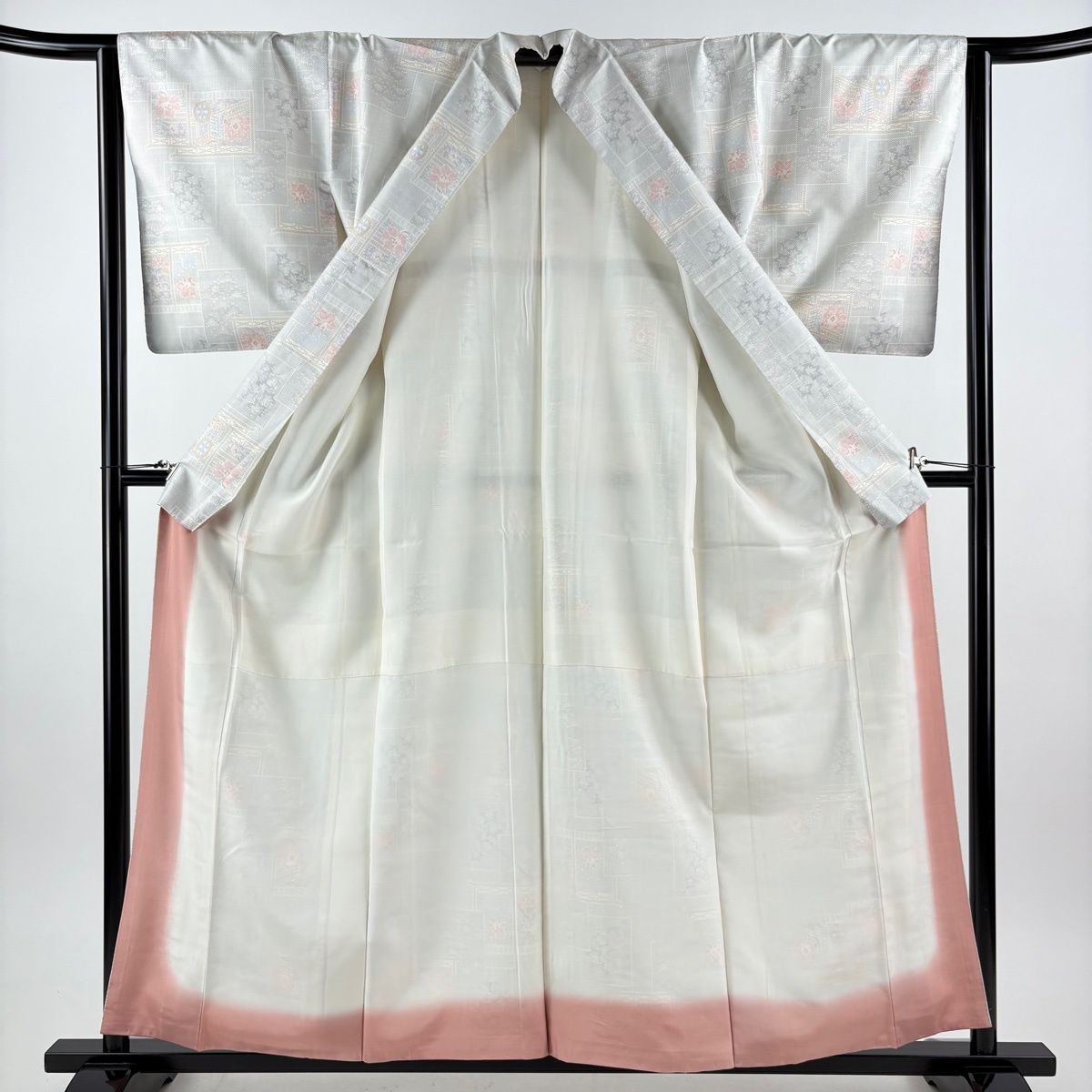 大島紬 身丈158.5cm 裄丈63cm S 袷 名古屋帯セット 証紙 御所車 草花